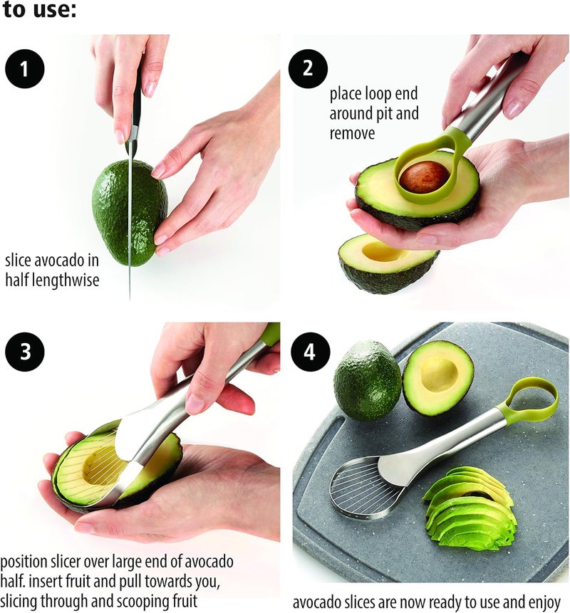 Amco 2-in-1 Avocado Pitter & Slicer - Efficient Kitchen Tool for Hassle-Free Avocado Prep, Precise Food Slicing, Safe & Easy to Use, Dishwasher-Safe Tool for Guacamole, Sandwiches, Salads - Image 2